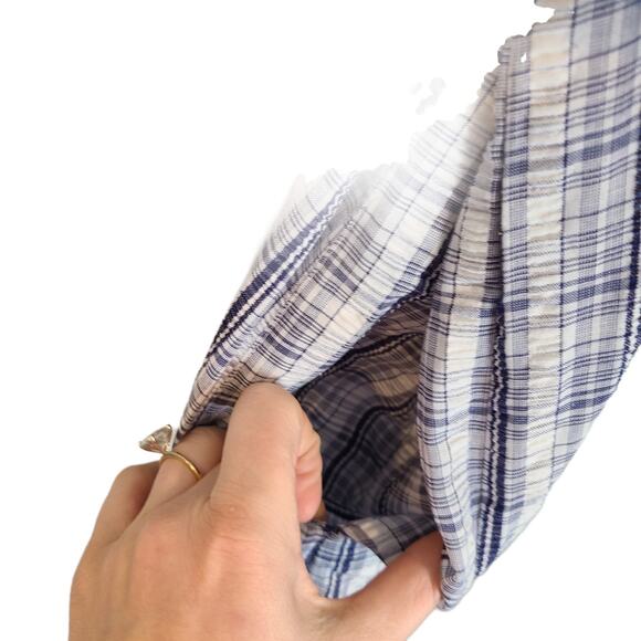 VTG Victoria's Secret Robe Gold Crown Cozy Robe Womens M Blue White Plaid Pocket - Picture 6 of 8